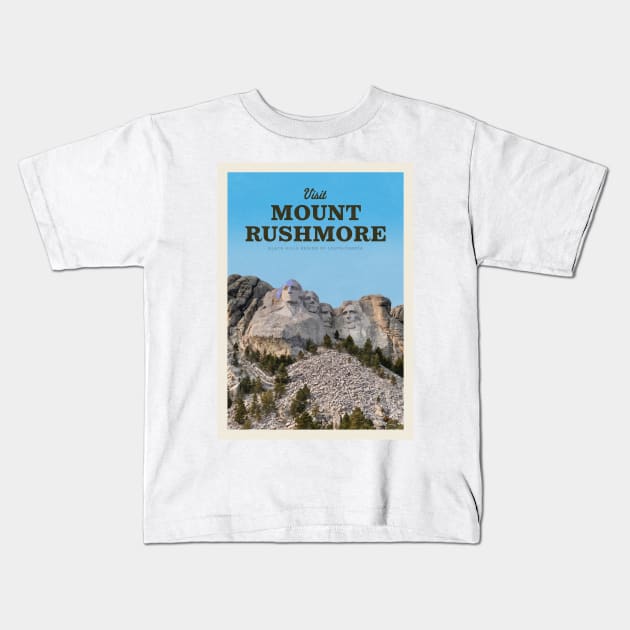 Visit Mount Rushmore Kids T-Shirt by Mercury Club